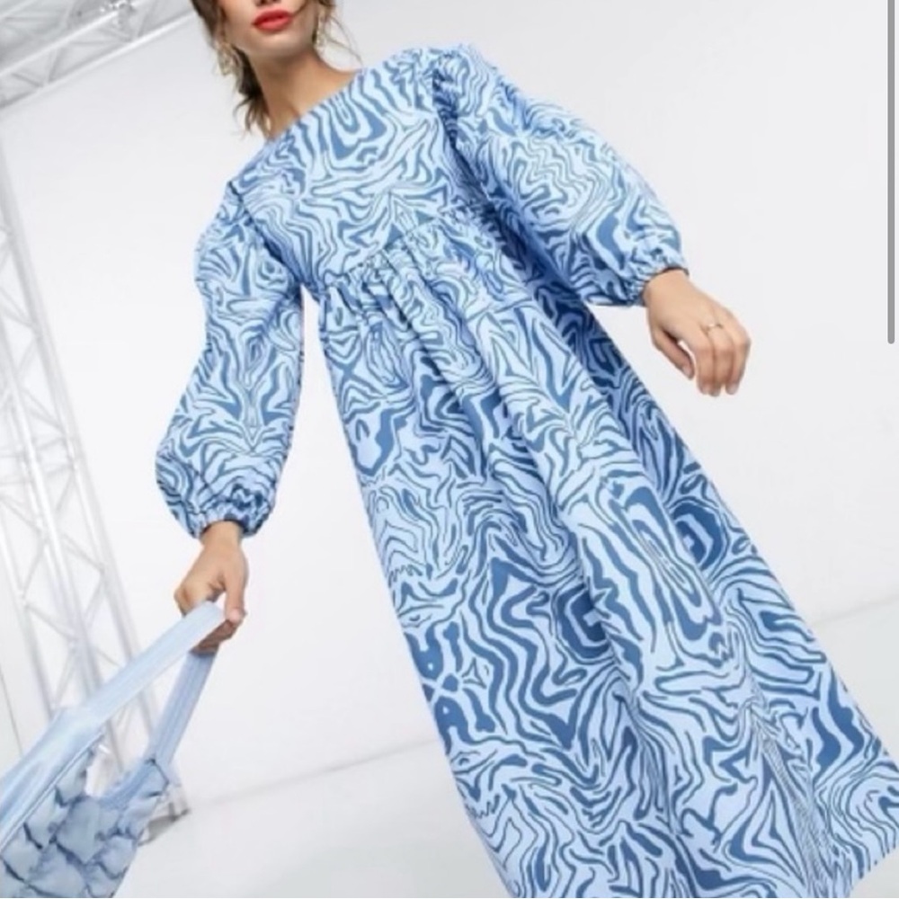 ASOS Backless marbled print Midi Smocked Dress